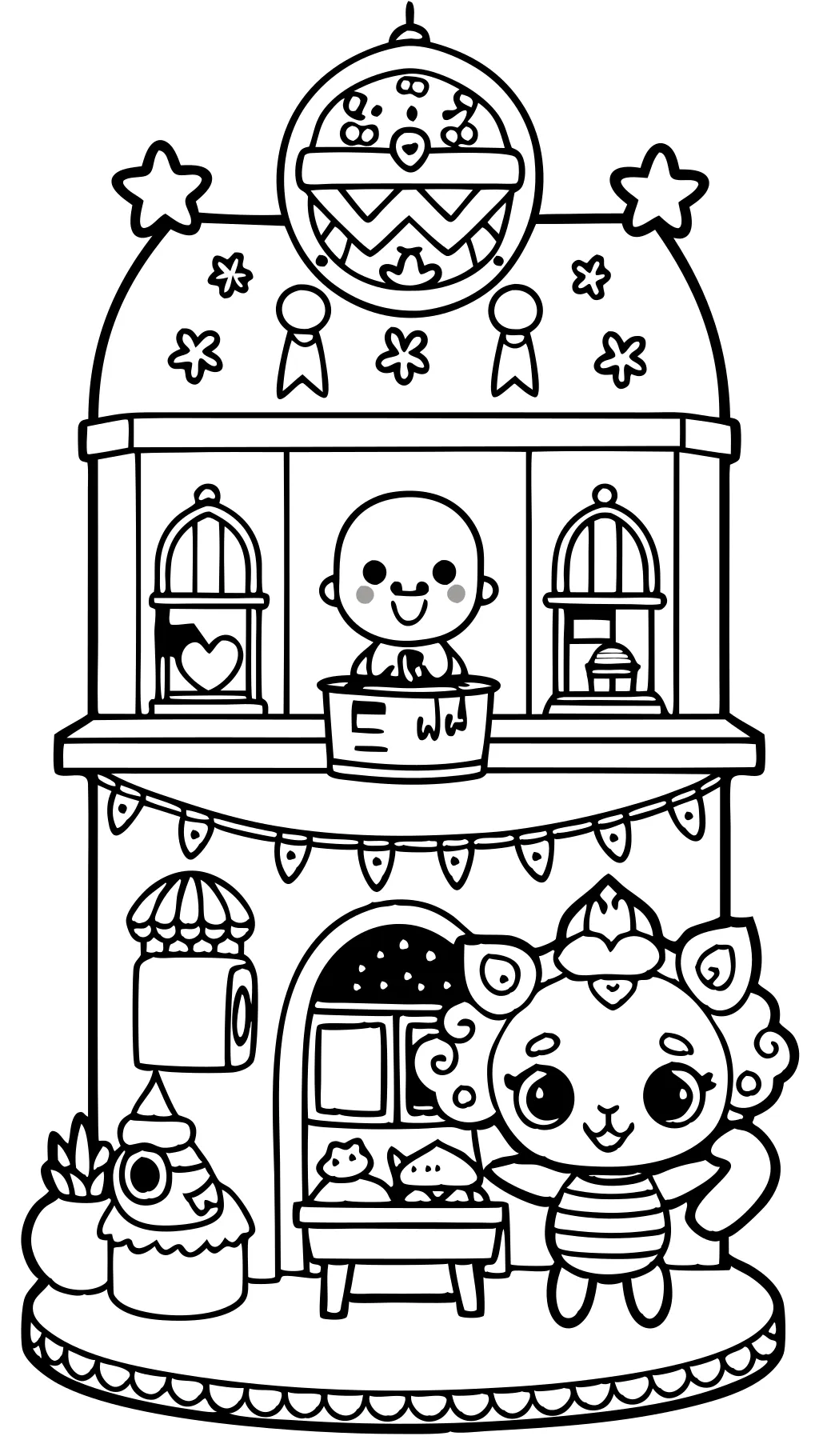 coloriage de maison de poupée gabby